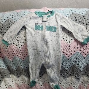 Carter's Gray Dinosaur Footie with Teal Accents